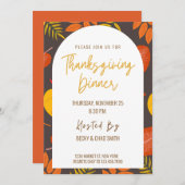 フローラ感謝祭ディナー招待状パーティー 招待状 (正面/裏面)