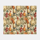 フローラ感謝祭ヴィンテージパターン(10) フリースブランケット (正面(横))