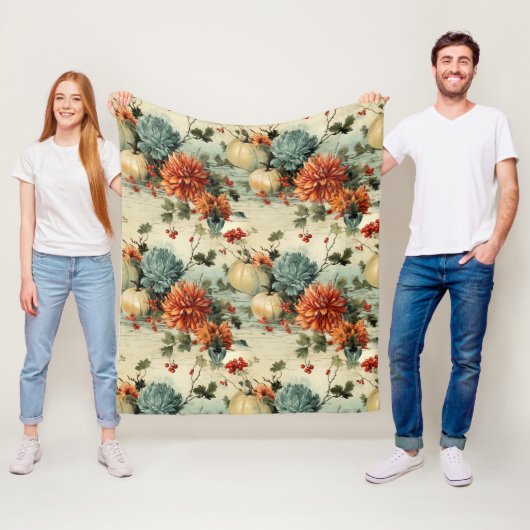 フローラ感謝祭ヴィンテージパターン(1) フリースブランケット (インサイチュ)