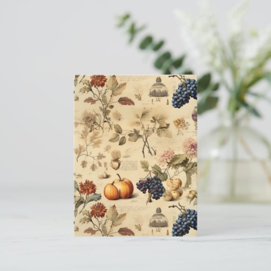 フローラ感謝祭ヴィンテージパターン(4) ポストカード (スタンド正面)