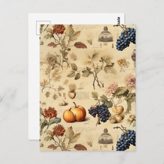 フローラ感謝祭ヴィンテージパターン(4) ポストカード (正面/裏面)