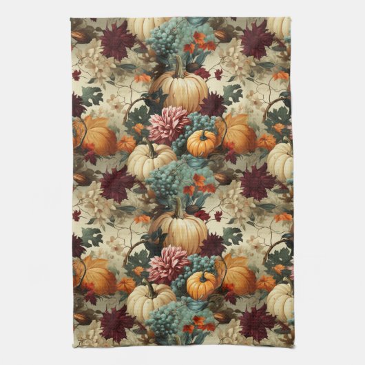 フローラ感謝祭ヴィンテージパターン(8) キッチンタオル (縦)