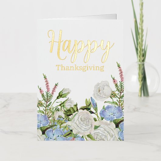 フローラ感謝祭詩篇107:1 箔グリーティングカード (正面)