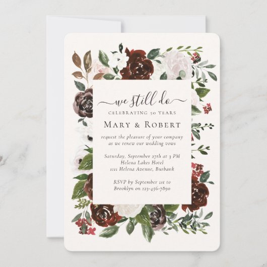 フローラ我々はまだ50thの更新を誓結婚う 招待状 (正面)