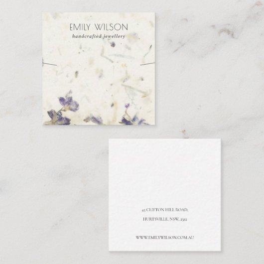 フローラ手作り紙テクスチャネックレスディスプレイ スクエア名刺 (正面/裏面)