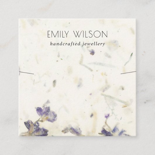 フローラ手作り紙テクスチャネックレスディスプレイ スクエア名刺 (正面)