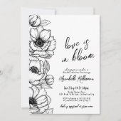 フローラ手描きお洒落ブライダルシャワー 招待状 (正面)