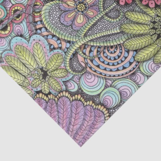 フローラ手描きウィムシーパステルボタニカルパターン 薄葉紙 (詳細)