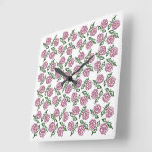 フローラ手書きパターン スクエア壁時計 (傾斜)