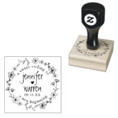 フローラ手書きリースパーソナライズされた結婚の ラバースタンプ (押印)