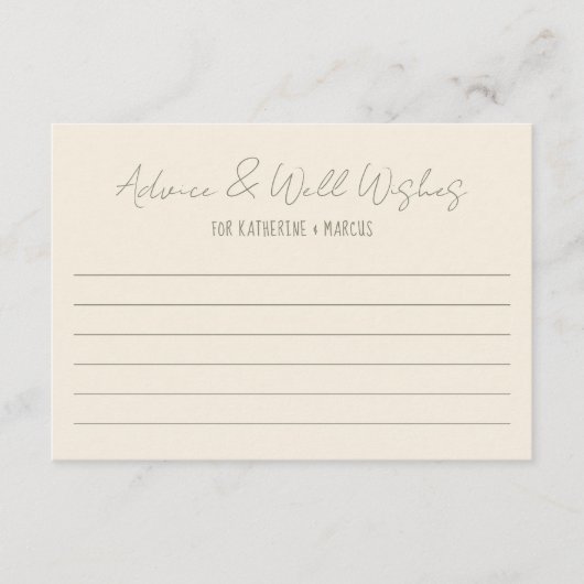 フローラ手書き落書きスクリプトブライダルシャワー アドバイスカード (正面)