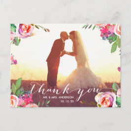 フローラ手書き2結婚写真ありがとう ポストカード