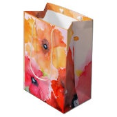 フローラ抱き枕 – レッド&ゴールデンウォーターのカラー花模様 ミディアムペーパーバッグ (正面アングル)