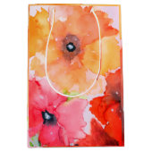 フローラ抱き枕 – レッド&ゴールデンウォーターのカラー花模様 ミディアムペーパーバッグ (正面)