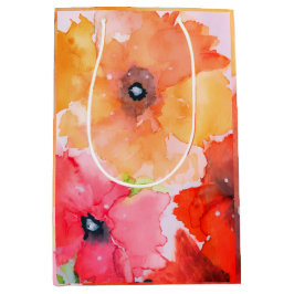 フローラ抱き枕 – レッド&ゴールデンウォーターのカラー花模様 ミディアムペーパーバッグ