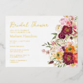 フローラ抱擁結婚式婚礼シャワー招待 箔招待状 (正面)