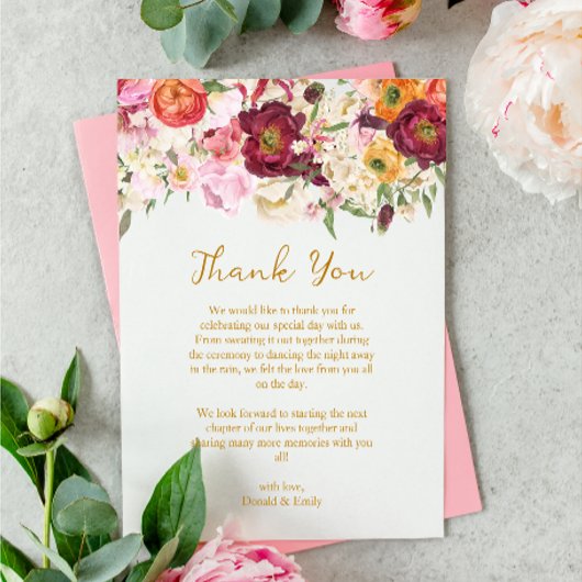 フローラ抱擁結婚結婚 サンキューカード