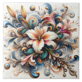 フローラ抽象デザインはリリーアットサンライズ タイル (正面)