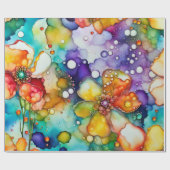 フローラ抽象芸術アルコールインク ラッピングペーパー (フラット)