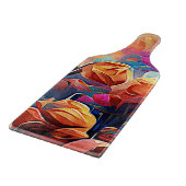 フローラ抽象芸術アートオレンジレッドブルー花 カッティングボード (角)