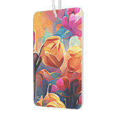 フローラ抽象芸術アートオレンジレッドブルー花 カーエアーフレッシュナー (左)