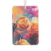 フローラ抽象芸術アートオレンジレッドブルー花 カーエアーフレッシュナー (裏面)