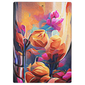 フローラ抽象芸術アートオレンジレッドブルー花 クリップボード (裏面)