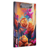 フローラ抽象芸術アートオレンジレッドブルー花 クリップボード (右)