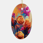 フローラ抽象芸術アートオレンジレッドブルー花 セラミックオーナメント (右)