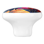 フローラ抽象芸術アートオレンジレッドブルー花 セラミックノブ (側面)