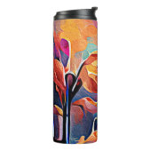 フローラ抽象芸術アートオレンジレッドブルー花 タンブラー (回転左)