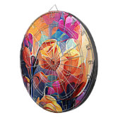 フローラ抽象芸術アートオレンジレッドブルー花 ダーツボード (正面右)