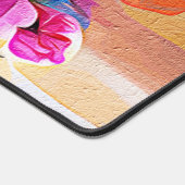 フローラ抽象芸術アートオレンジレッドブルー花 デスクマット (コーナー)