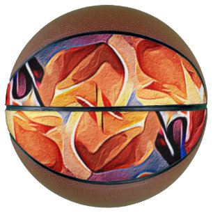 フローラ抽象芸術アートオレンジレッドブルー花 バスケットボール