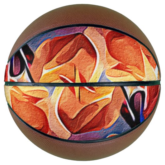 フローラ抽象芸術アートオレンジレッドブルー花 バスケットボール (正面)