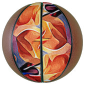 フローラ抽象芸術アートオレンジレッドブルー花 バスケットボール (縦)