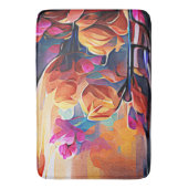 フローラ抽象芸術アートオレンジレッドブルー花 バスマット (正面縦)
