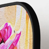 フローラ抽象芸術アートオレンジレッドブルー花 ピックルボールラケット (左詳細)