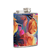 フローラ抽象芸術アートオレンジレッドブルー花 フラスク (右)