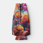 フローラ抽象芸術アートオレンジレッドブルー花 ボトルクーラー (裏面)