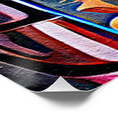 フローラ抽象芸術アートオレンジレッドブルー花 ポスター (コーナー)