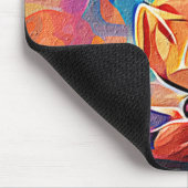 フローラ抽象芸術アートオレンジレッドブルー花 マウスパッド (コーナー)