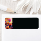 フローラ抽象芸術アートオレンジレッドブルー花 ラベル (インサイチュ)