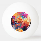 フローラ抽象芸術アートオレンジレッドブルー花 卓球ボール (裏面)