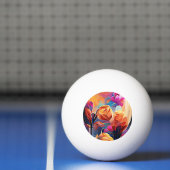 フローラ抽象芸術アートオレンジレッドブルー花 卓球ボール (ネット)