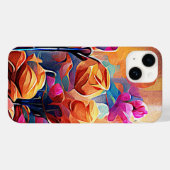 フローラ抽象芸術アートオレンジレッドブルー花 Case-Mate iPhoneケース (裏面 (横))