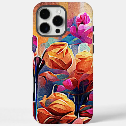 フローラ抽象芸術アートオレンジレッドブルー花 Case-Mate iPhoneケース (裏面)