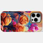 フローラ抽象芸術アートオレンジレッドブルー花 Case-Mate iPhoneケース (裏面 (横))