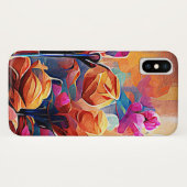 フローラ抽象芸術アートオレンジレッドブルー花 Case-Mate iPhoneケース (裏面(横))