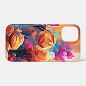 フローラ抽象芸術アートオレンジレッドブルー花 Case-Mate iPhoneケース (裏面 (横))